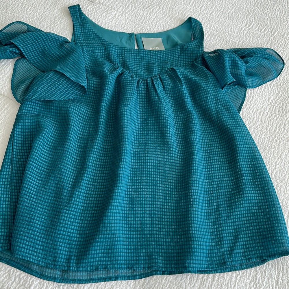 Maeve by anthropology cold shoulder women’s top, teal, size 4, great condition!